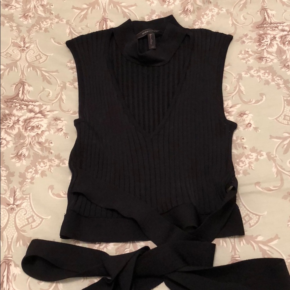 BCBG Maxazria XS Black Shirt- Cutout Neck